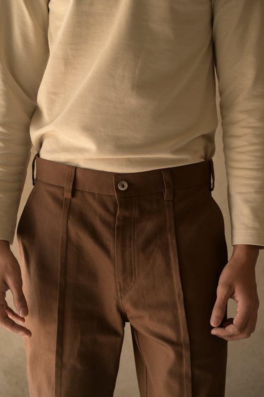 COLUMN TROUSERS – BROWN