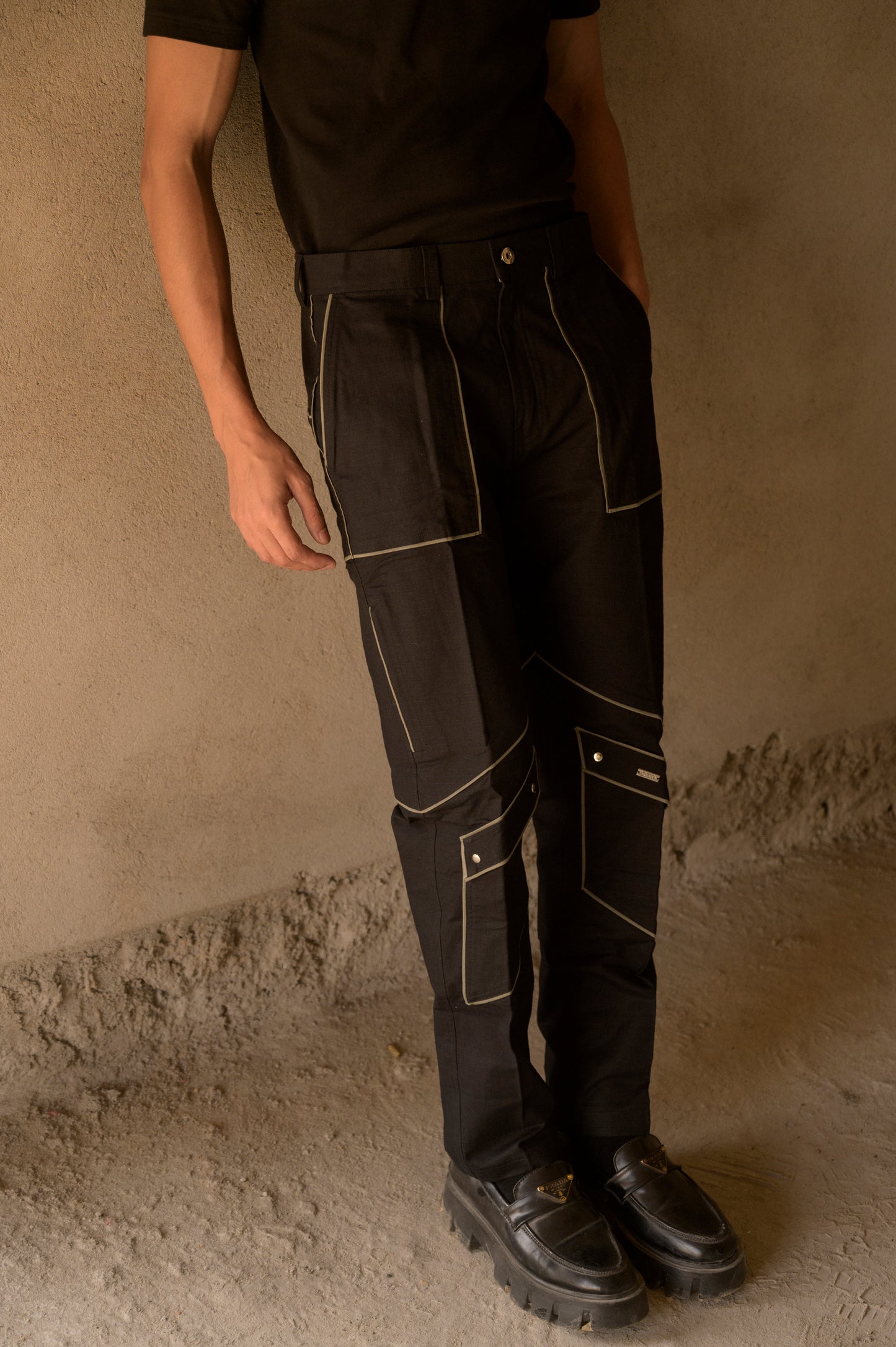 PARALLAX SPLICED TROUSERS - BLACK
