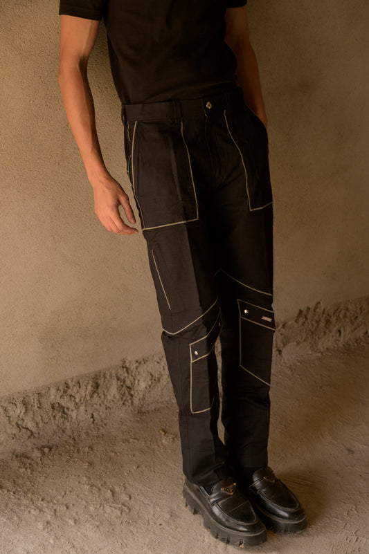 PARALLAX SPLICED TROUSERS - BLACK